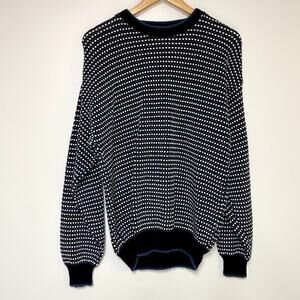 Vintage Knit Sweater Blue White Black Grandpa Sweatshirt 90s
